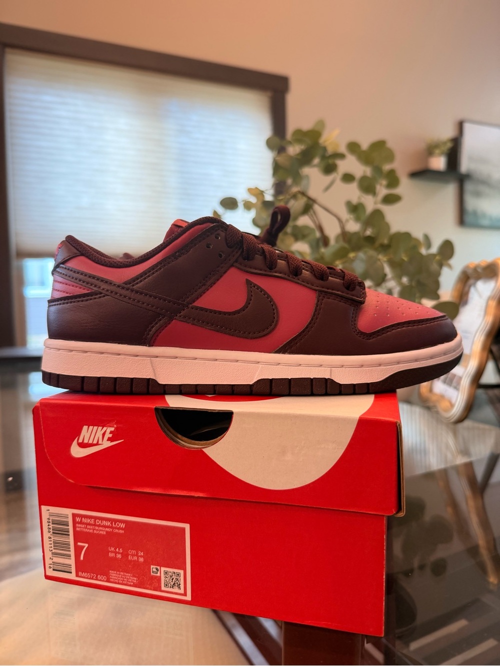 Nike Dunk Low Pink and Dark red Retro Low-Top